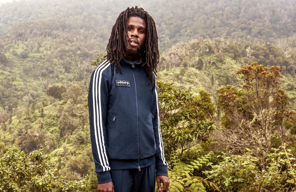 Chronixx promotes an adidas collection in 2017​.    Image: Facebook / Adidas Originals